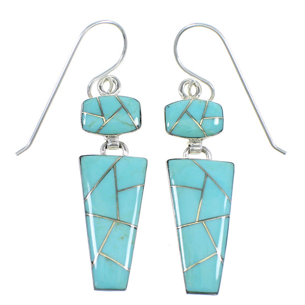 Turquoise Sterling Silver Hook Dangle Earrings RX56668